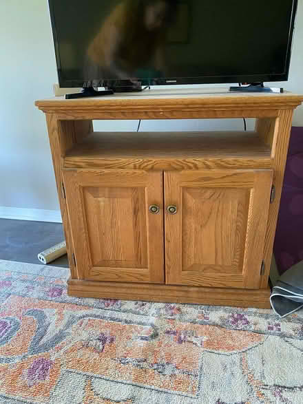 Photo of free Wood Oak TV Stand with Storage (Near Parkville High School) #2