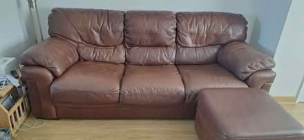 Photo of free Three seater two seater settees and footstool (Grenoside S35) #1