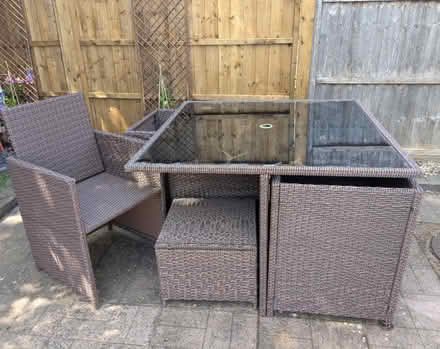 Photo of free Garden table with chairs and stools (MK41) #1