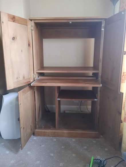 Photo of free Pine two tier computer cupboard (Littleover, Derby) #2
