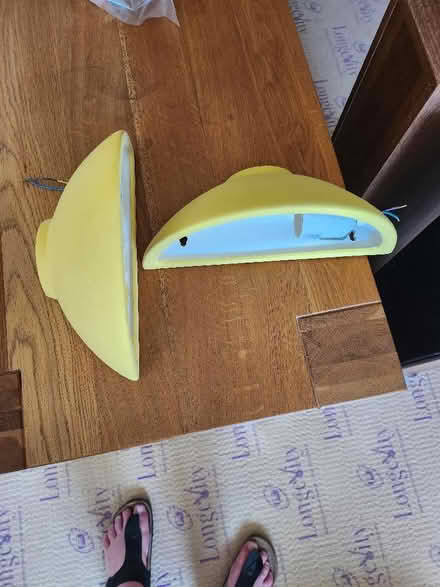 Photo of free Two pottery uplights painted yellow. (Little Lyth SY3) #1