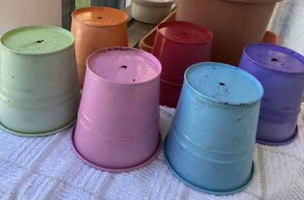 Photo of free Tin coloured plant pots (SW16) #1