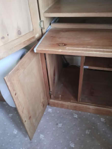 Photo of free Pine two tier computer cupboard (Littleover, Derby) #3