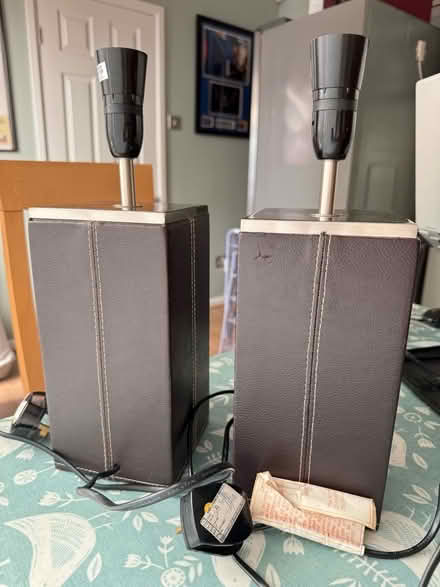 Photo of free A Pair of Brown Faux Leather Lamps (Upminster RM14) #2