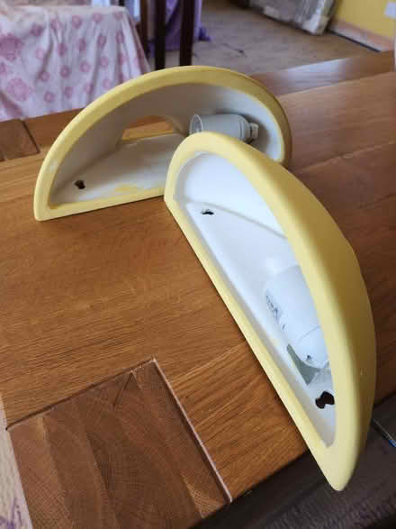 Photo of free Two pottery uplights painted yellow. (Little Lyth SY3) #3