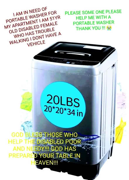 Photo of disabled in need of portable washer (the loop apt ls louisiana se) #1