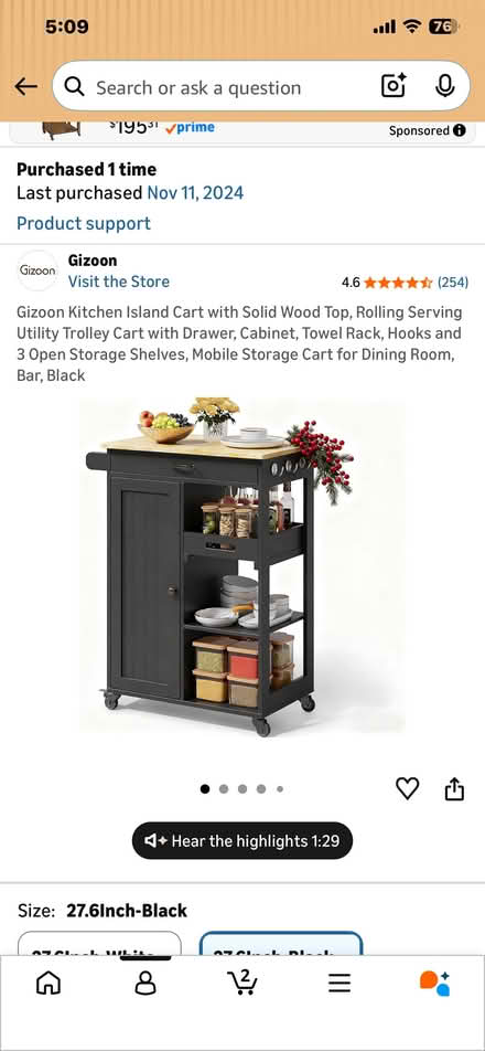 Photo of free Kitchen Island Cart Wood Top Rolls (Near Parkville High School) #4