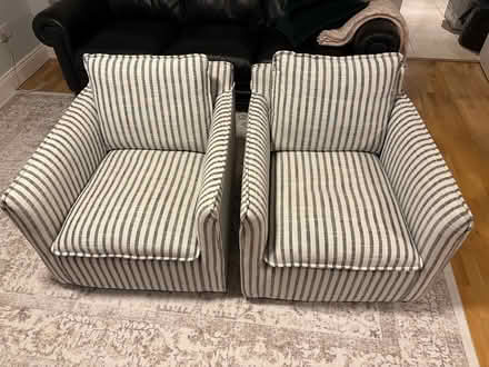 Photo of free Blue striped swivel chairs (pair) (Kinsale) #2
