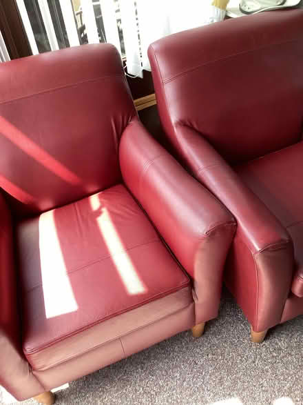 Photo of free Two Red Leather Chairs In Excellent Condition (Harbledown CT2) #3