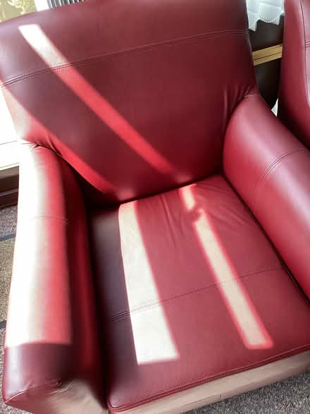 Photo of free Two Red Leather Chairs In Excellent Condition (Harbledown CT2) #2
