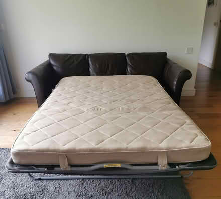 Photo of free 2 Leather couches(1w/sofabed)&Pouf (Dublin 16) #3
