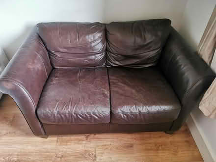 Photo of free 2 Leather couches(1w/sofabed)&Pouf (Dublin 16) #4
