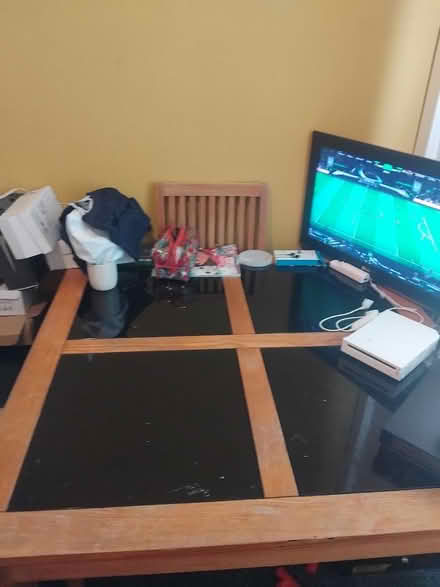 Photo of free Solid oak & black glass table (Bb50se BB5) #1