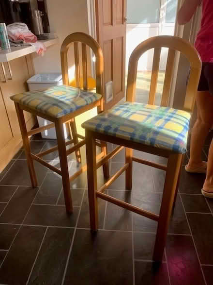 Photo of free Two wooden bar stools (Worcester Park KT4) #1
