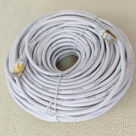Photo of free 25 foot new ethernet cable and cable clips (Moor Allerton LS17) #1