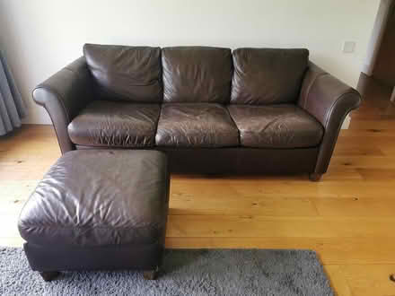Photo of free 2 Leather couches(1w/sofabed)&Pouf (Dublin 16) #1