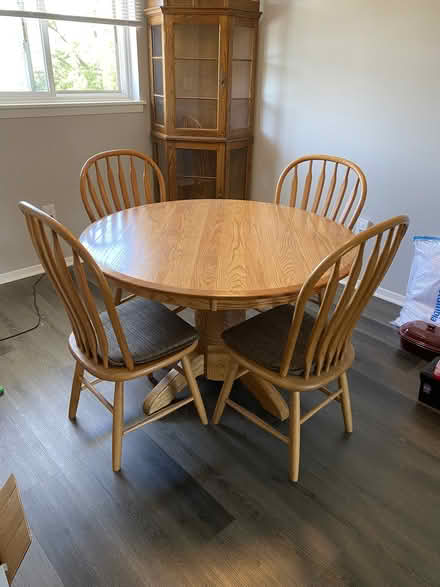 Photo of free Amish Made Oak 4' Table & 4 Chairs (Near Parkville High School) #1