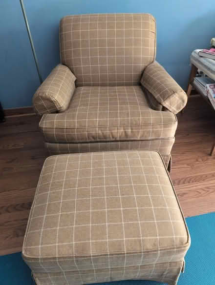 Photo of free Sherrill armchair/rolling ottoman (Evanston-Skokie area) #1