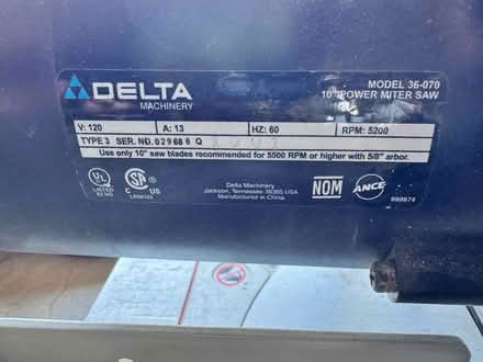 Photo of free 10” Delta Power Miter saw (Lake Linganore 21774) #2