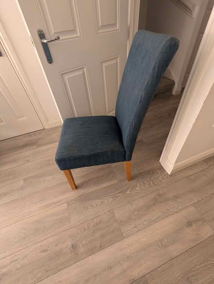 Photo of free 3 blue fabric dining chairs (Abingdon-on-Thames OX14) #2