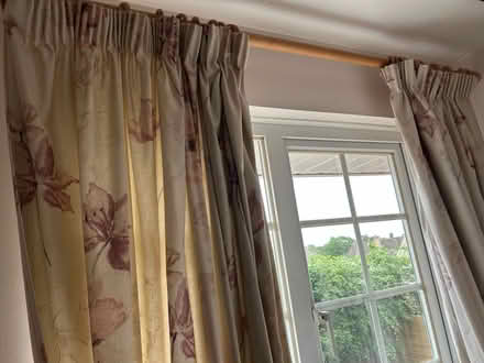Photo of free 2 pairs of cream curtains, floral pink pattern (Wokingham RG40) #3