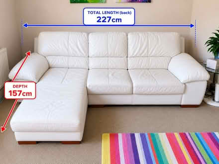 Photo of free White leather 3-seater L-shaped DFS sofa (Elstree WD6) #3