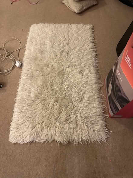 Photo of free Small white fluffy rug (Bedfont TW14) #1