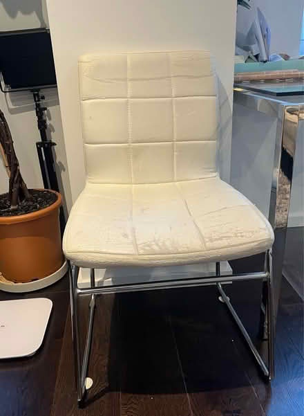Photo of free 3 Leather and metal dining chairs (London and EC1V) #2