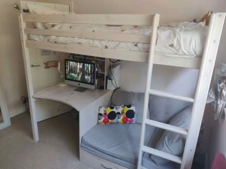 Photo of free High sleeper bed with sofa and desk underneath (Jordanhill G13) #1