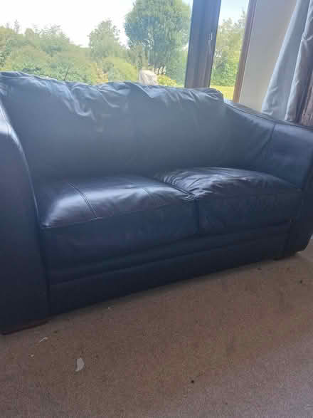 Photo of free Black leather sofa (Mullingar/rochfortbridge) #1