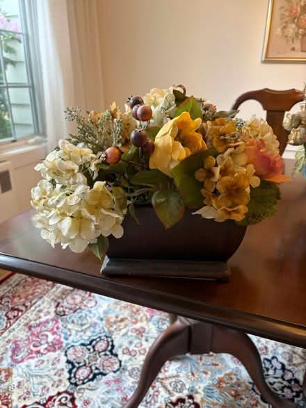 Photo of free Silk Flowers in Wooden Planter (Belmont, MA) #1