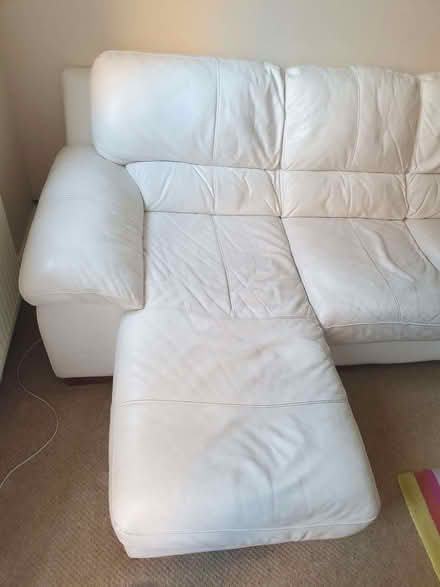Photo of free White leather 3-seater L-shaped DFS sofa (Elstree WD6) #2