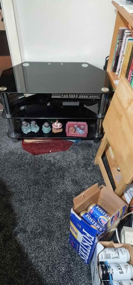 Photo of free Black gloss, glass tv stand (Nantwich) #1