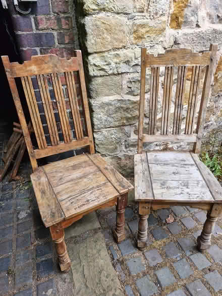 Photo of free Two heavy wood chairs (Chirk LL14) #1
