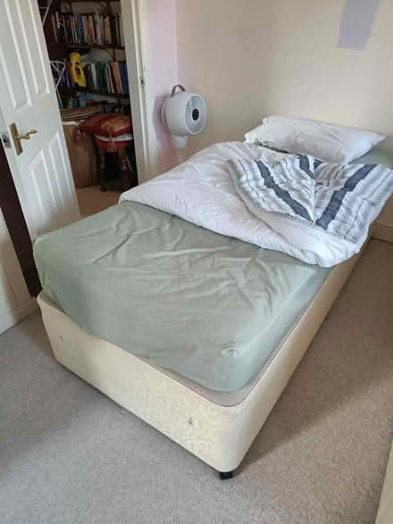 Photo of free Well-used single bed 2 drawer divan (Feltham Road, Ashford TW15) #3