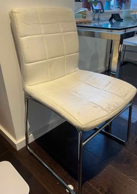 Photo of free 3 Leather and metal dining chairs (London and EC1V) #1