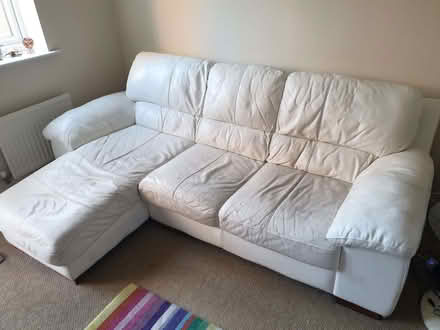 Photo of free White leather 3-seater L-shaped DFS sofa (Elstree WD6) #4