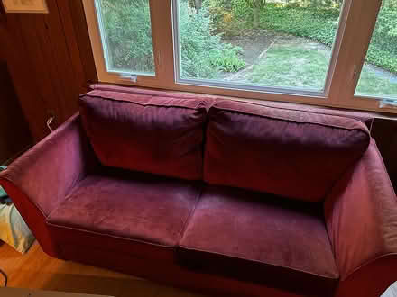 Photo of free Red sleeper couch (Haddon Heights) #2