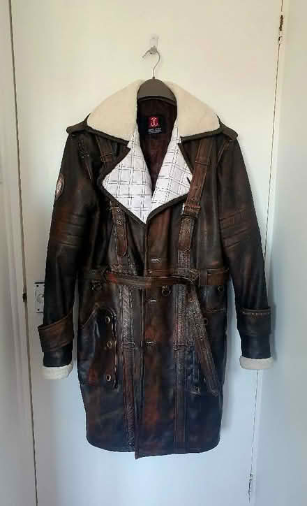 Photo of free Leather coat size Large, cat carrier, two wood table lamps, (Overslade CV22) #1