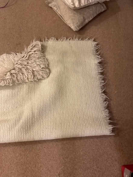 Photo of free Small white fluffy rug (Bedfont TW14) #2