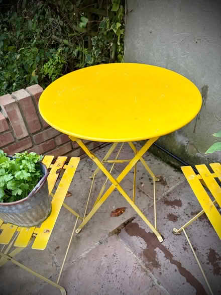 Photo of free Metal bistro table with matching chairs (Royal Standard SE7) #4