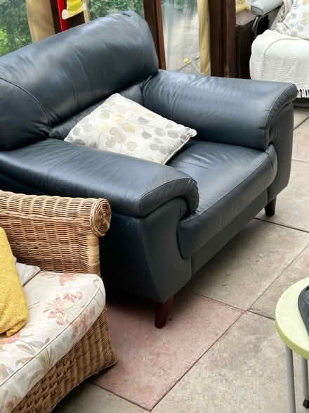 Photo of free Large blue leather chair (Glasgow. G43) #1