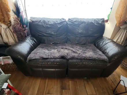 Photo of free Brown recliner 2 seater leather sofa (Greenford UB6) #2