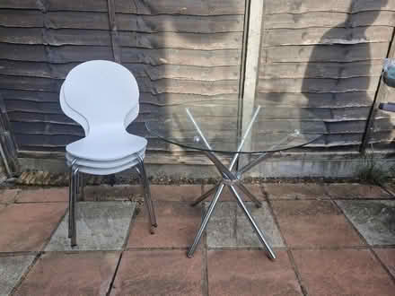 Photo of free Glass top table & 3 chairs (Welwyn Garden City AL7) #1