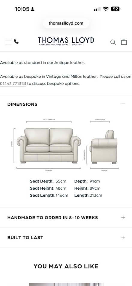 Photo of free Thomas Lloyd sofa (Crawley RH10) #3