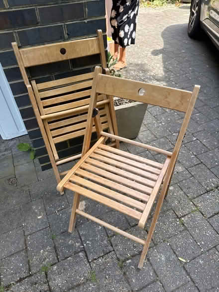 Photo of free 2 x Folding Wooden Chairs (Purley) #1