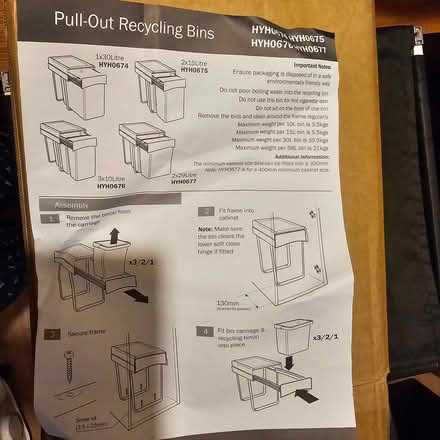 Photo of free Pull out bins for cupboard (NW5 Kentish Town) #1