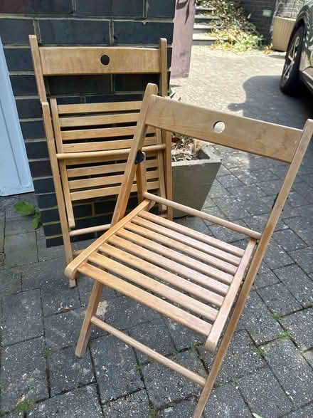 Photo of free 2 folding wooden chairs (Purley) #1