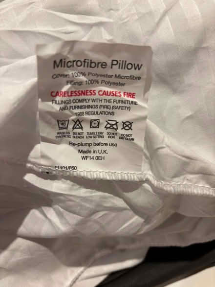 Photo of free 2x unused microfibre pillows (Lavender Hill SW11) #2