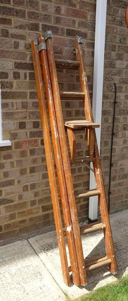 Photo of free Small wooden extending ladder (OX14) #4